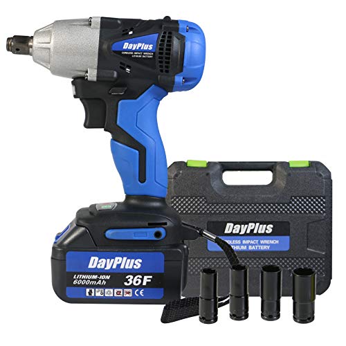 Cordless Impact Wrench Brushless 1/2 inch Driver 18V 420N.m High Torque with Socket Set 14mm 17mm 19mm 22mm, with Battery 6000mAh Li-Ion 3200rpm Variable Speed, with Carry Box