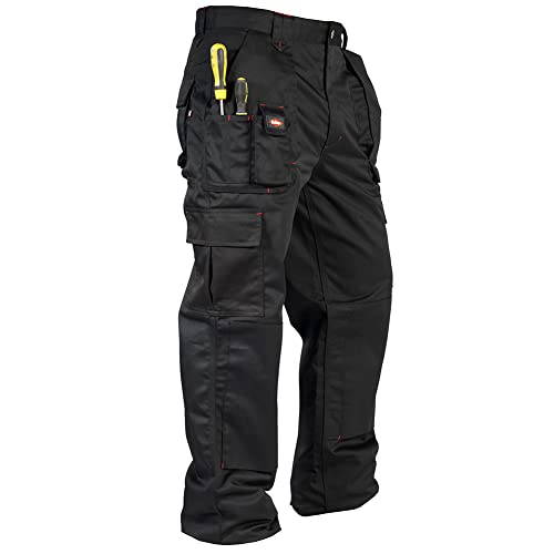 Lee Cooper Workwear Mens Multi Pocket Easy Care Heavy Duty Knee Pad Pockets Safety Work Cargo Trousers Pants