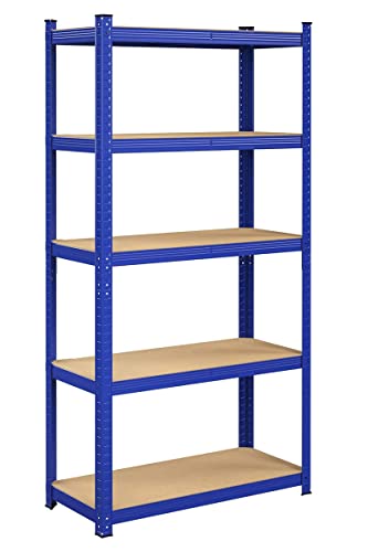 The Shopfitting Shop Heavy Duty 5 Tier Boltless Shelving Unit BLUE Greenhouse Garage Utility Home Storage Rack 1800x900x400