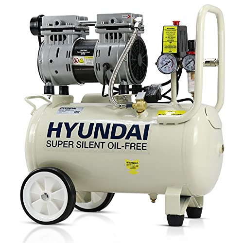Hyundai 24 Litre Air Compressor, 5.2cfm/100psi, Silenced, Oil Free, 750w / 230v Direct Drive, 150 litres Per Minute Low Noise Air Compressor, 2 Year Warranty