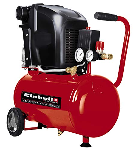 Einhell 24L Oil-Free Air Compressor - 8 Bar, 145 PSI, 240V, 1200W Service Free Motor, Pressure Reducer, Safety Valve - TC-AC 240/24/8 OF Compressed Air Pump For Workshops, 3 Year Warranty